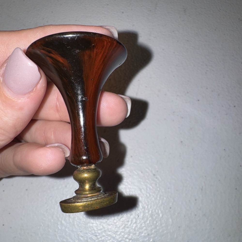 Vintage Monogram H Wax Seal Stamp Wood Handle Brass Letter Initial Desk Decor